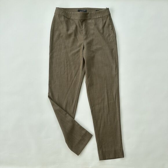 St. John Desert Brown Emma Fit Side Zip Straight Leg Wool Pants Size 6 $495 - Picture 1 of 9